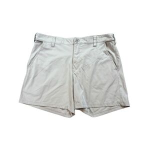 HUK Performance Fishing Shorts Mens XL Tan Khaki Flat Front Casual Outdoor